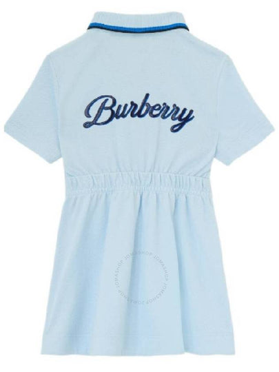 Burberry Girls Pale Blue Langton Logo Script Cotton Pique Polo Shirt Dress, Size 18M - BURBERRY - BALAAN 2