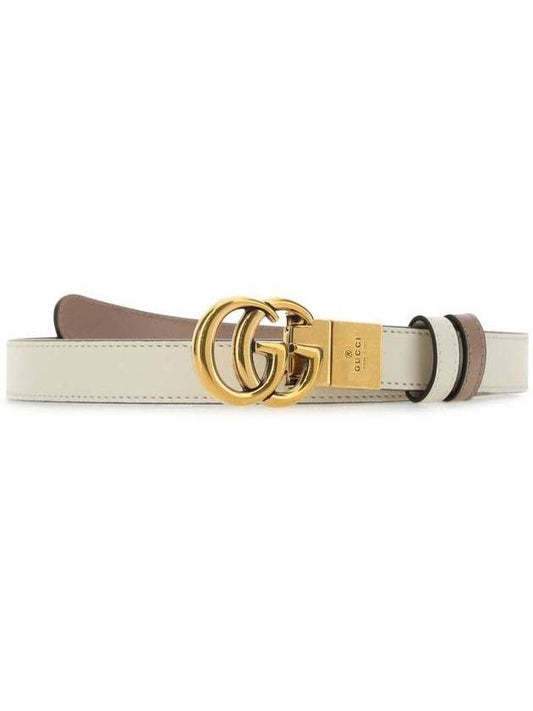 GG Marmont Reversible Thin Belt White - GUCCI - BALAAN.