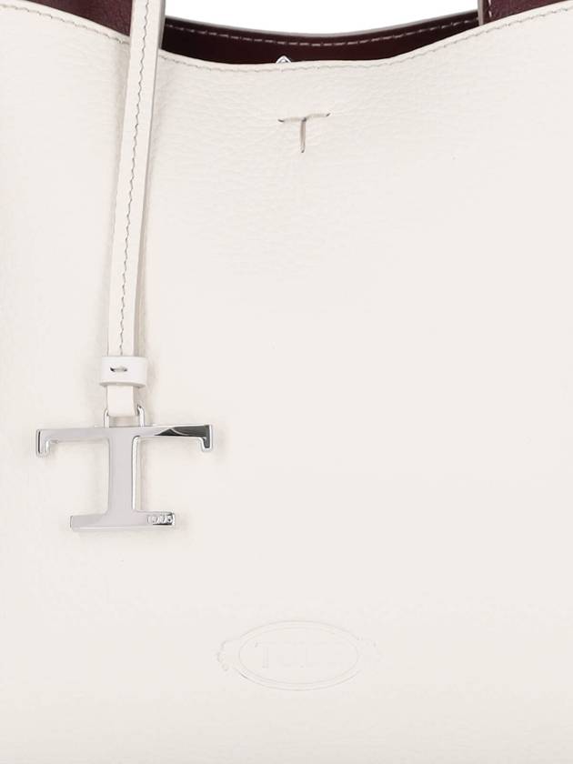 Logo Mini Leather Tote Bag White - TOD'S - BALAAN 5