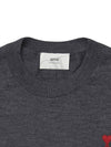 Heart Embroidered Logo Crew Neck Knit Top Heather Grey - AMI - BALAAN 4