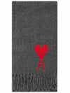 Big Heart Logo Muffler Scarf Dark Gray - AMI - BALAAN 4