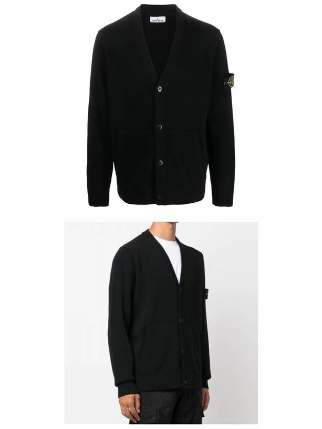 Men's Wappen Patch Button Cardigan Black - STONE ISLAND - BALAAN 6