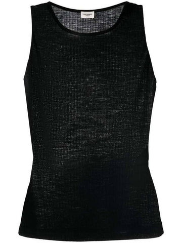 Cassandre Embroidered Logo Wool Sleeveless Black - SAINT LAURENT - BALAAN 1