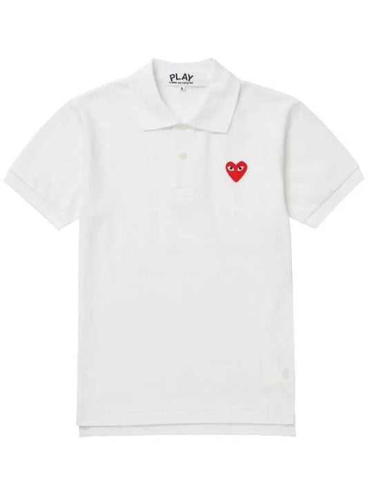 Red Heart Wappen Polo Shirt P1 T006 5 White - COMME DES GARCONS - BALAAN 2