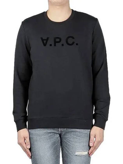 Men's VPC Logo Print Crew Neck Sweatshirt Black - A.P.C. - BALAAN 2