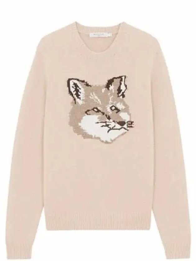 Men's Big Fox Head Classic Pullover Knit Top Beige - MAISON KITSUNE - BALAAN 2