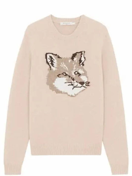 Men's Big Fox Head Classic Pullover Knit Top Beige - MAISON KITSUNE - BALAAN 2