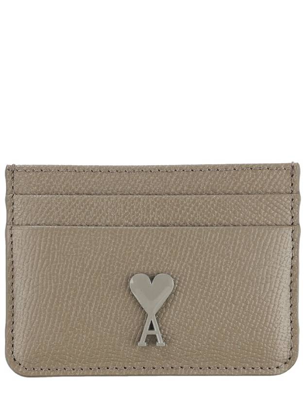 Heart Logo Card Holder Taupe - AMI - BALAAN 2