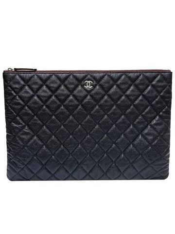 Women s A82552 Cavier Skin Classic COCO Logo Large Clutch - CHANEL - BALAAN 1