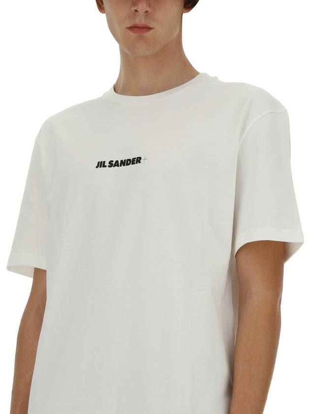 Logo Print Crew Neck Short Sleeve T-shirt Porcelain - JIL SANDER - BALAAN 5