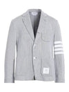 Men's 4 Bar Seesucker Loopback 4 Bar Sack Cardigan Grey - THOM BROWNE - BALAAN 2