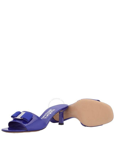 Salvatore Ferragamo Blue Patent Calfskin Vara Bow Slide Sandals, Size 6.5 - SALVATORE FERRAGAMO - BALAAN 2