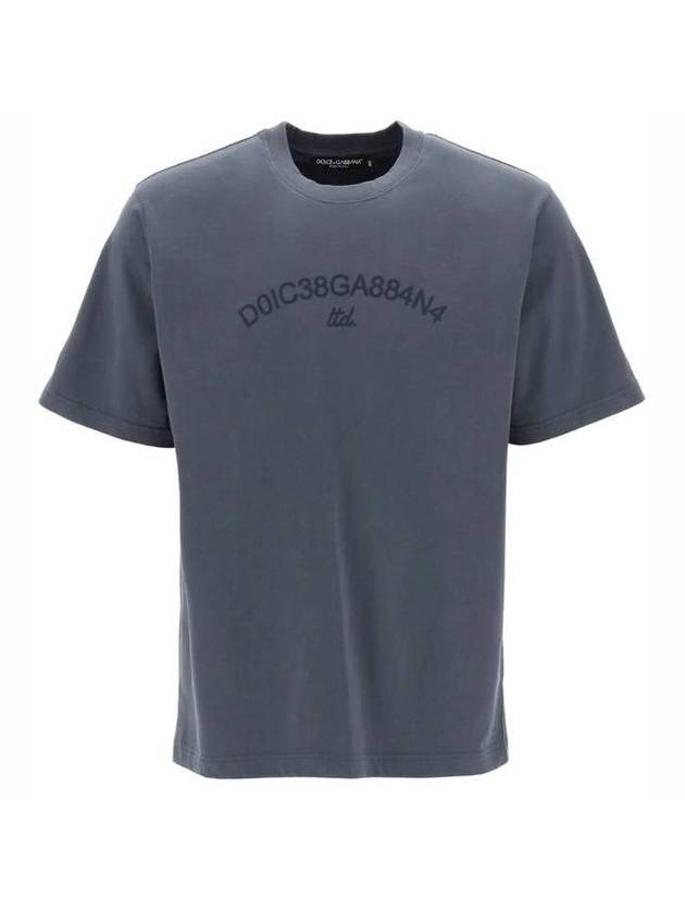 Logo Print Cotton Short Sleeve T-Shirt Grey - DOLCE&GABBANA - BALAAN 1