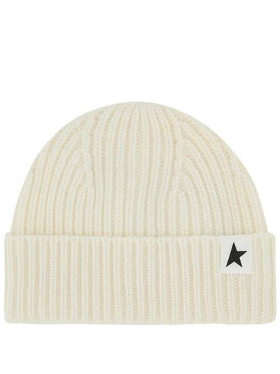 Star Logo Ribbed Wool Beanie Ivory - GOLDEN GOOSE - BALAAN 2