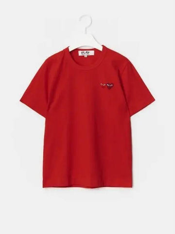 Women s Double Heart Waffen T Shirt Red Domestic Product GM0022061392467 - COMME DES GARCONS PLAY - BALAAN 1