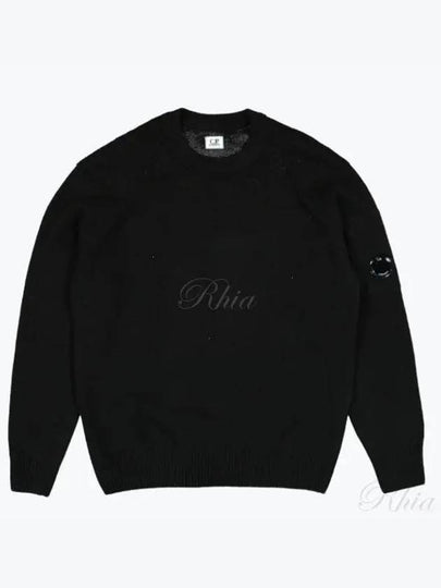 Lambswool GRS Crew Neck Knit Top Black - CP COMPANY - BALAAN 2