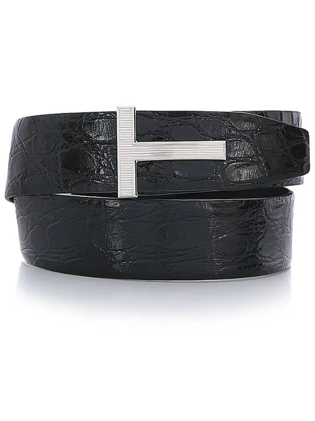 22FW TB246P ECY001 U9000 Silver T Buckle Reversible Belt - TOM FORD - BALAAN 1