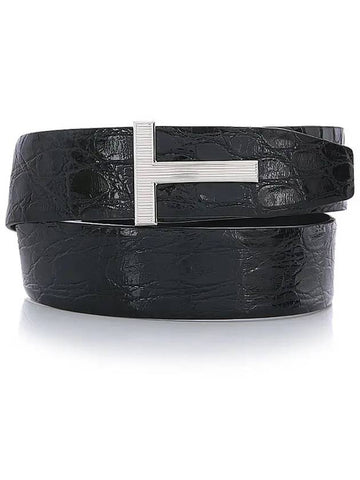 TB246P ECY001 U9000 Silver T Buckle Reversible Belt - TOM FORD - BALAAN 1