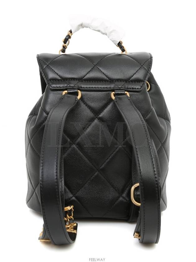 Backpack Quilted Chain Lettering Lambskin Black AS4866 - CHANEL - BALAAN 4