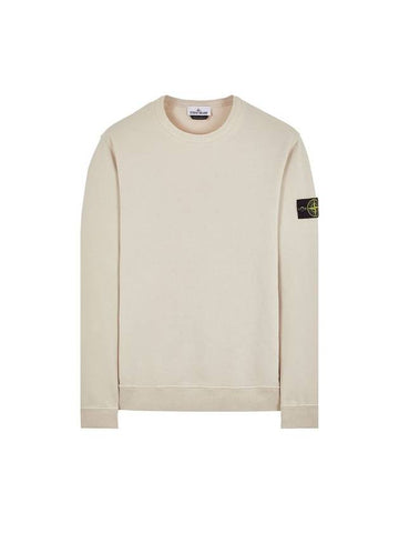 Brushed Cotton Fleece Garment Dyed Crewneck Sweatshirt Stucco - STONE ISLAND - BALAAN 1