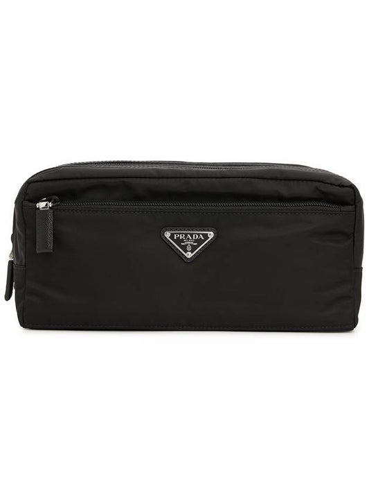 Triangle Logo Re-Nylon Pouch Bag Black - PRADA - BALAAN 1
