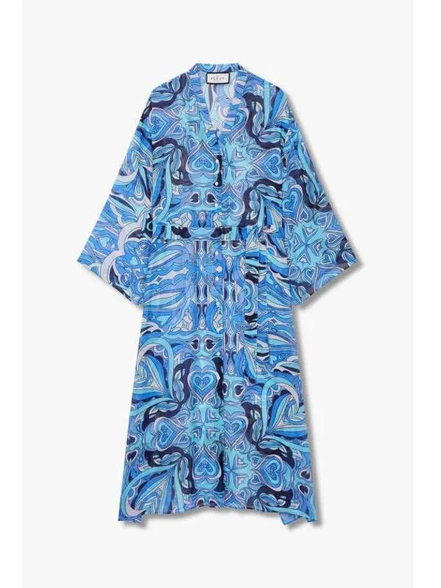 Women s Heart Print Chiffon Kaftan Dress Blue - PHILIPP PLEIN - BALAAN 1