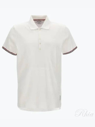 Lightweight Cotton Short Sleeve Polo Shirt White - THOM BROWNE - BALAAN 2