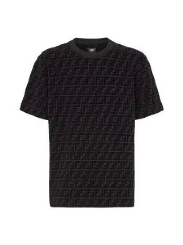 FF Logo Pique Short Sleeve T-Shirt Black - FENDI - BALAAN 2