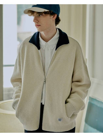 Excella Lambswool Knit Zip-up Jacket Cream - ASTLAY - BALAAN 1