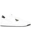 Downtown Triagle Logo Leather Low Top Sneakers White - PRADA - BALAAN 3