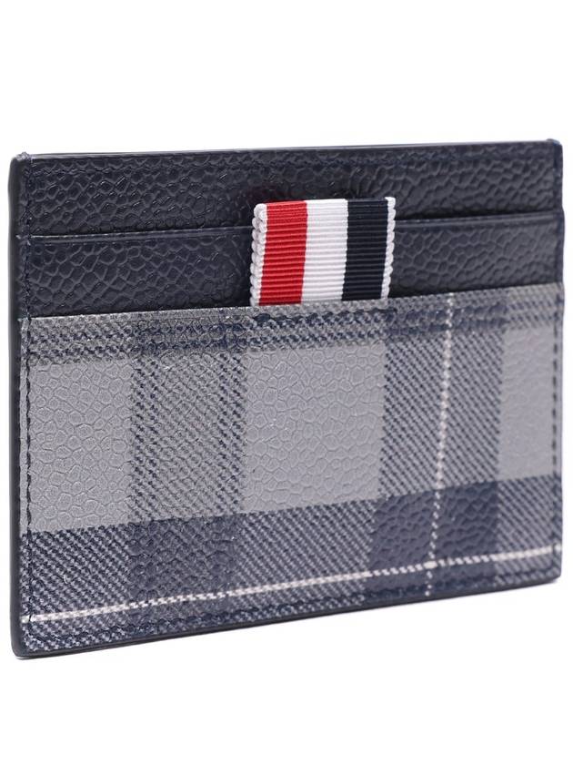 Checked Leather Card Wallet Grey - THOM BROWNE - BALAAN 4