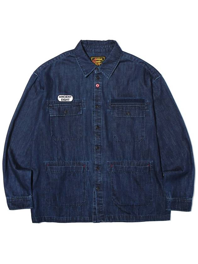 Point Denim Detail Long Sleeve Shirt Jacket Blue - OGARP - BALAAN 1