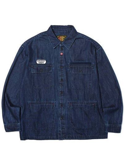 Point Denim Detail Long Sleeve Shirt Jacket Blue - OGARP - BALAAN 2