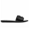 4G Silver Logo Leather Slippers Black - GIVENCHY - BALAAN.