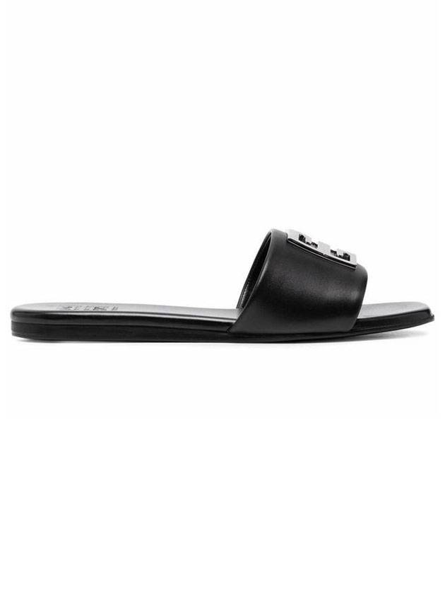 4G Silver Logo Leather Slippers Black - GIVENCHY - BALAAN.