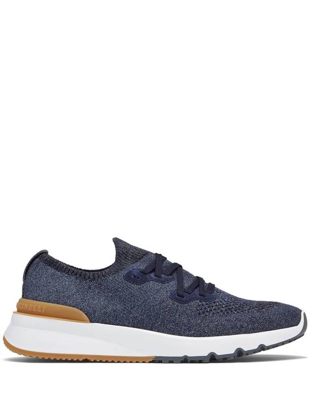 Stretch Knit Low Top Sneakers Blue - BRUNELLO CUCINELLI - BALAAN 2