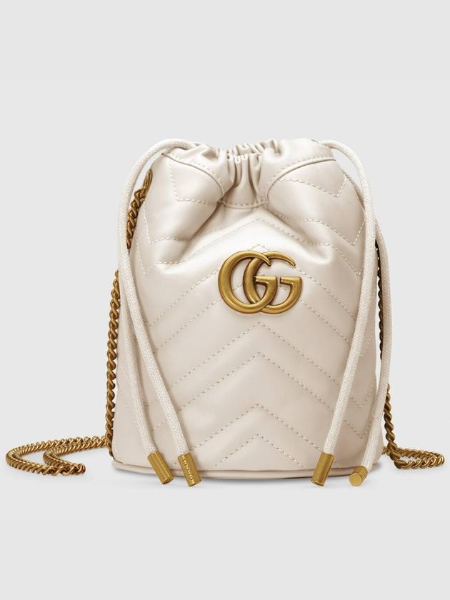 GG Marmont Gold Chain Mini Bucket Bag White - GUCCI - BALAAN.