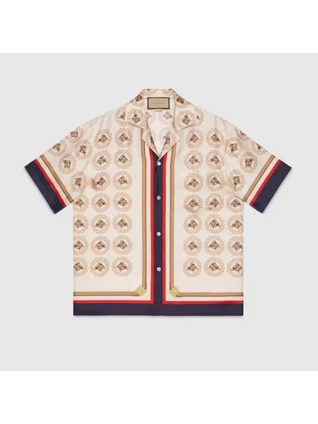 Silk Twill Equestrian Print Shirt Ivory Gold - GUCCI - BALAAN 1