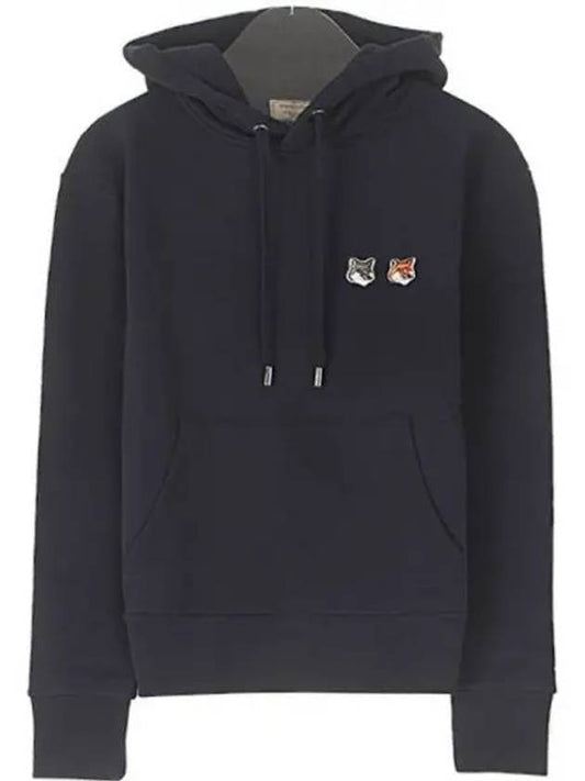 EU00353KM0001 NA Double Fox Patch Hooded Navy Men s T shirt TFN 271730 - MAISON KITSUNE - BALAAN 1