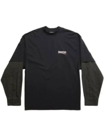 Political Campaign Oversized Layered Long Sleeve T-Shirt Faded Black - BALENCIAGA - BALAAN 2