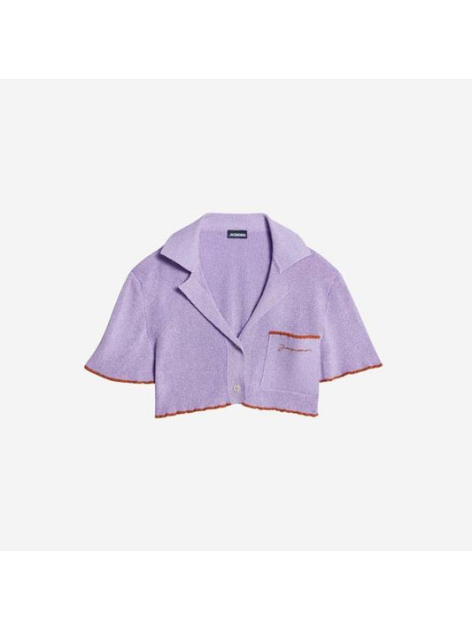 Le Haute Brilleau Smarkly Crop Bowling Cardigan Purple - JACQUEMUS - BALAAN 1