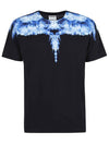 Men's Sky Wings Short Sleeve T-Shirt Black - MARCELO BURLON - BALAAN 1