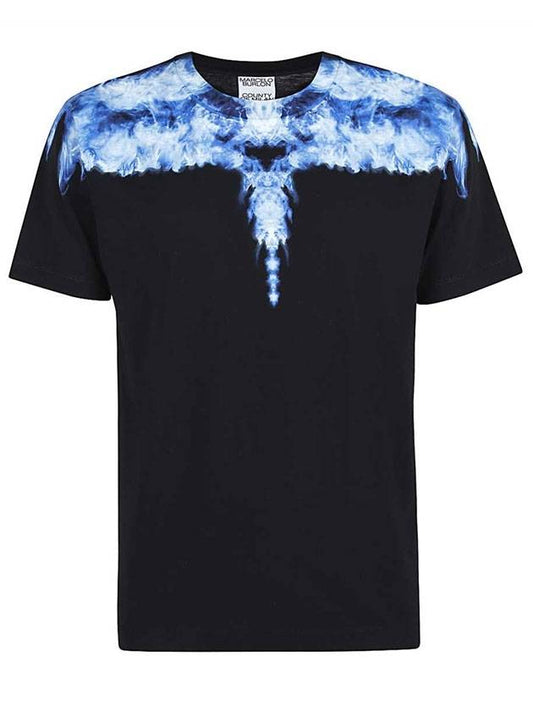 Men's Sky Wings Short Sleeve T-Shirt Black - MARCELO BURLON - BALAAN 1