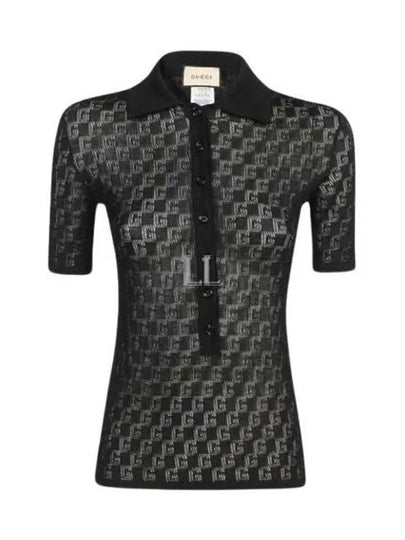 GG Cotton Silk Blend Polo Shirt Black - GUCCI - BALAAN 2