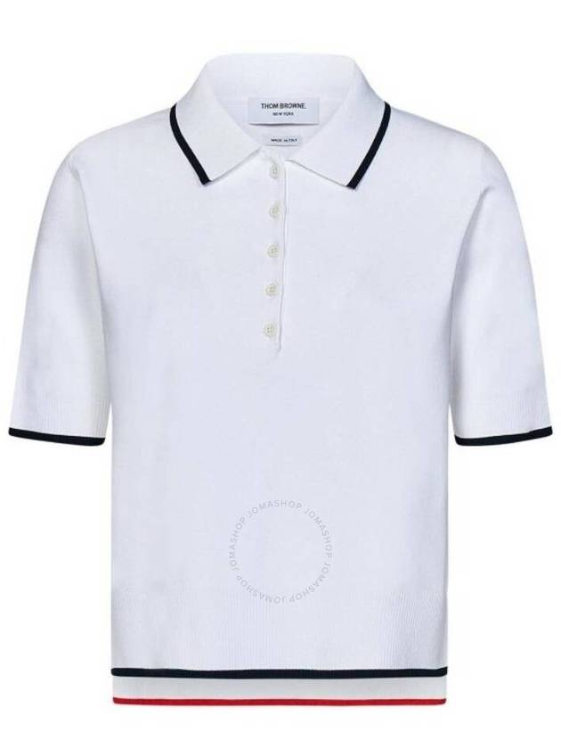 Rib Stitch Boxy Fit Polo Shirt White - THOM BROWNE - BALAAN 2