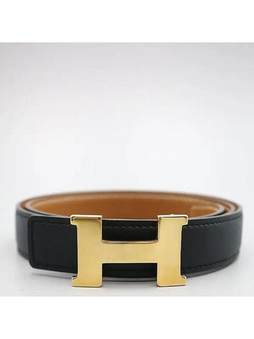 H052150 Black 24MM Rose Gold Mini Constance Reversible Women s Belt Size 75 - HERMES - BALAAN 1