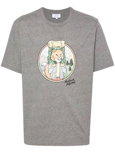 Rambling Fox Short Sleeve T-Shirt Grey - MAISON KITSUNE - BALAAN 1