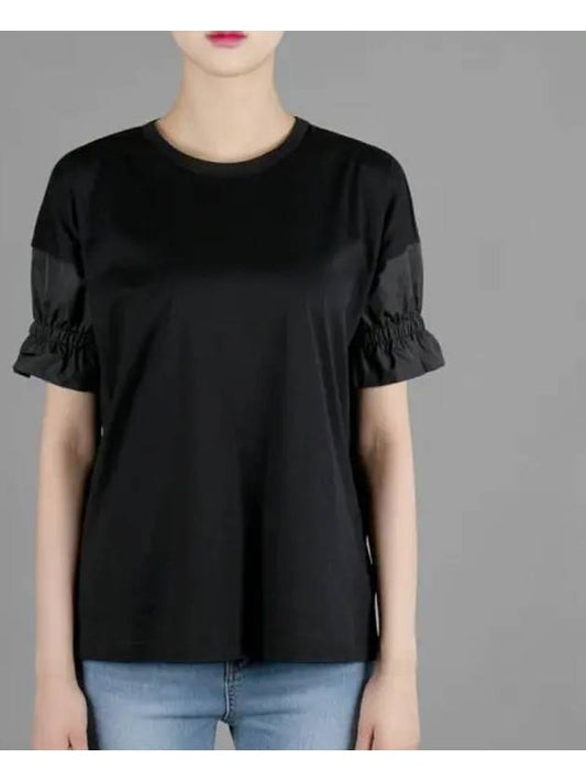 Women's Techno Tapeta Short Sleeve T-Shirt Black - HERNO - BALAAN 2