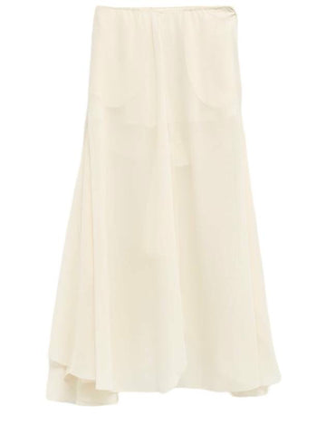 Women s Fluid Silk A Line Skirt White - CHLOE - BALAAN 1