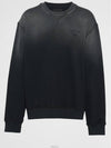 Oversized Garment-Dyed Cotton Sweatshirt Black - PRADA - BALAAN 6